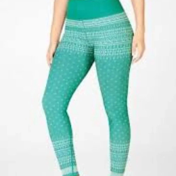 Fabletics Legging Womens XS 4 Green High-Waisted Seamless Fair Isle Dark Jade - Picture 2 of 15